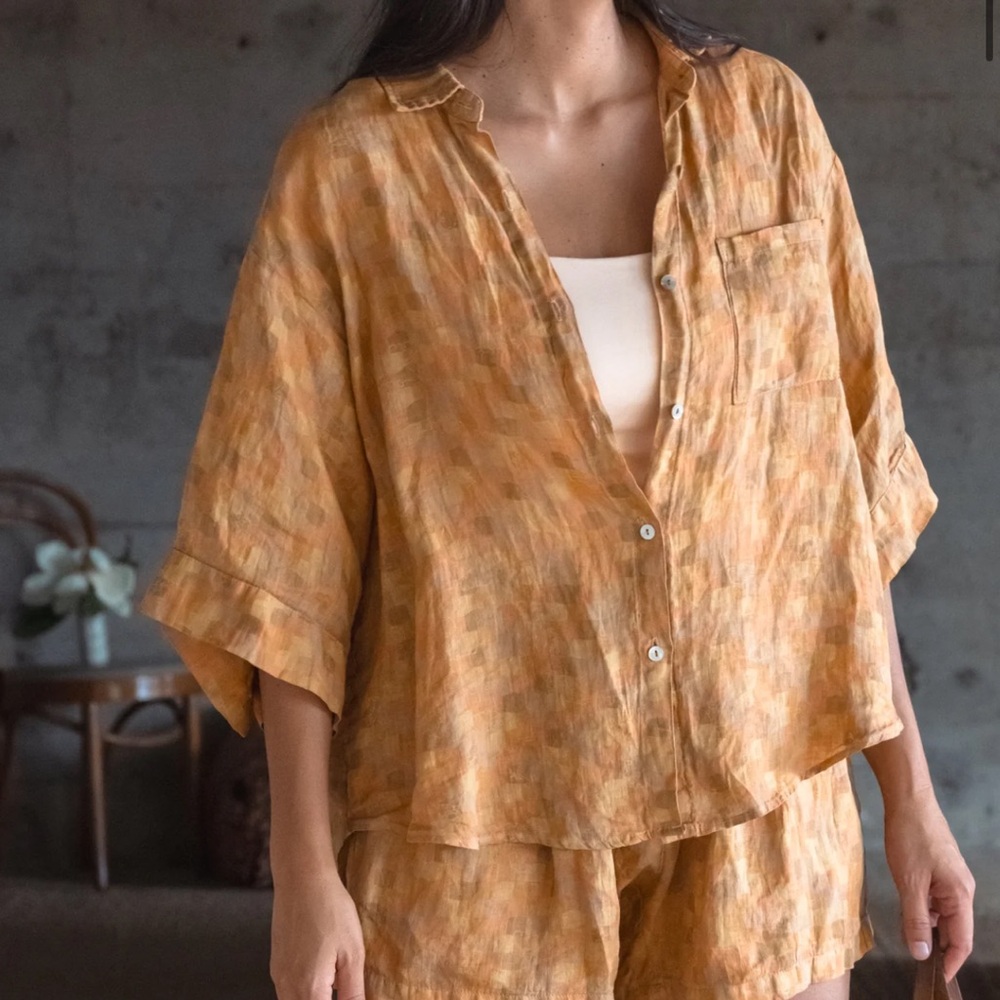 NEW Kealopiko Mo'oinanea Linen Buttondown Top XS